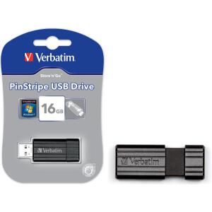 VERBATIM 49063 STORE'N'GO PINSTRIPE USB 2.0 BLACK 16GB