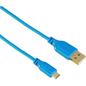 HAMA 135701 FLEXI-SLIM MICRO USB CABLE GOLD-PLATED TWIST-PROOF 0.75M BLUE