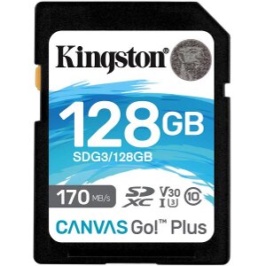 KINGSTON SDG3/128GB CANVAS GO PLUS 128GB SDXC 170R CLASS 10 UHS-I U3 V31