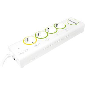 LOGILINK PA0130 LOGISMART OUTLET STRIP WITH 4X USB, METERING AND SWITCH