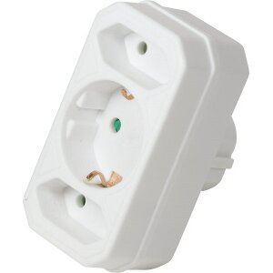 LOGILINK LPS221 POWER SOCKET ADAPTER WITH 2 EURO + SCHUKO SOCKET WHITE