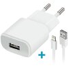 FOREVER TC-01 WALL CHARGER USB 1A + CABLE FOR IPHONE 8-PIN WHITE