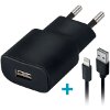FOREVER TC-01 WALL CHARGER USB 2A + CABLE FOR IPHONE 8-PIN BLACK