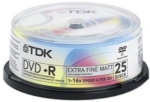 TDK DVD+R 16X 4.7 GB PRINTABLE CAKEBOX 25