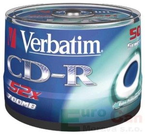 VERBATIM CD-RECORDABLE 80MIN - 700 MB 52X WIDE PRINTABLE CAKEBOX 50