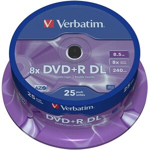 VERBATIM 43757 DVD+R 8.5GB X8 DUAL LAYER 25PCS