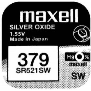 BUTTON CELL BATTERY MAXELL SR-521 SILVER SW / AG0 / 379 / 1.55V