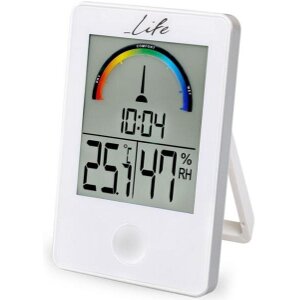 LIFE WES-101 DIGITAL INDOOR THERMOMETER AND HYGROMETER WITH CLOCK WHITE