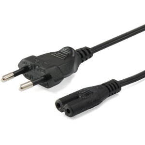 EURO POWER CABLE 2-PIN BLACK 1.8M