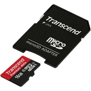 TRANSCEND TS16GUSDU1 16GB MICRO SDHC CLASS 10 UHS-I 400X PREMIUM WITH ADAPTER