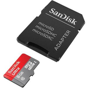 SANDISK SDSDQUAN-008G-G4A ULTRA 8GB MICRO SDHC CLASS 10 + ADAPTER