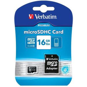 VERBATIM 44082 MICROSDHC CLASS 10 16GB WITH ADAPTER