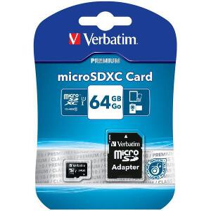 VERBATIM 44084 MICRO SDXC 64GB CLASS 10 WITH ADAPTER