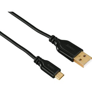HAMA 00135700 FLEXI-SLIM MICRO USB CABLE GOLD-PLATED TWIST-PROOF 0.75M BLACK