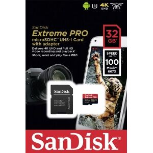 SANDISK SDSQXCG-032G-GN6MA EXTREME PRO A1 32GB MICRO SDHC UHS-I U3 WITH ADAPTER