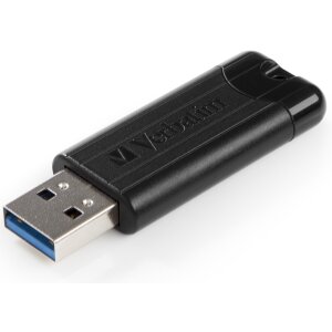 VERBATIM 49316 16GB PINSTRIPE USB 3.0 FLASH DRIVE BLACK