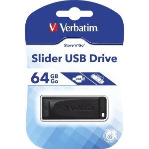 VERBATIM 98698 SLIDER 64GB USB2.0 DRIVE BLACK