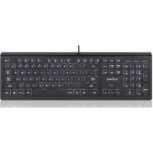 PERIXX PERIBOARD-324 WIRED BACKLIT SCISSOR USB KEYBOARD WITH TWO HUBS