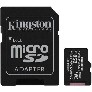 KINGSTON SDCS2/256GB CANVAS SELECT PLUS 256GB MICRO SDXC 100R A1 C10 CARD + SD ADAPTER