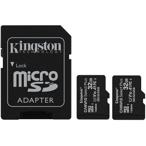 KINGSTON SDCS2/32GB-2P1A CANVAS SELECT PLUS 32GB MICRO SDHC 100R A1 C10 TWO PACK + SD ADAPTER