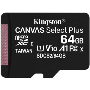 KINGSTON SDCS2/64GBSP CANVAS SELECT PLUS 64GB MICRO SDXC 100R A1 C10 SINGLE PACK