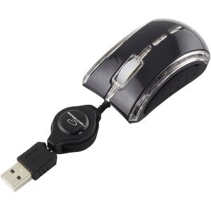 ESPERANZA EM109K CELANEO 3D WIRED OPTICAL MOUSE USB WITH RETRACTABLE CABLE BLACK