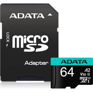 ADATA AUSDX64GUI3V30SA2-RA1 PREMIER PRO 64GB MICRO SDXC U3 V30 A2 WITH ADAPTER