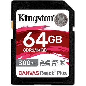 KINGSTON SDR2/64GB CANVAS REACT PLUS 64GB SDXC CLASS 10 UHS-II U3 V90