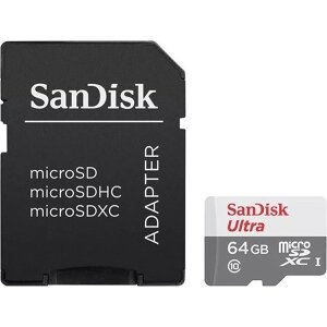 SANDISK SDSQUNR-064G-GN3MA 64GB ULTRA U1 MICRO SDXC UHS-I CLASS 10 + SD ADAPTER