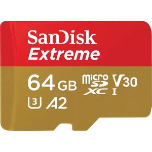 SANDISK SDSQXAH-064G-GN6MA EXTREME 64GB MICRO SDXC UHS-I V30 U3 A2 CLASS 10 + SD ADAPTER
