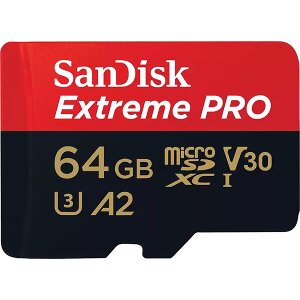 SANDISK SDSQXCU-064G-GN6MA EXTREME PRO 64GB MICRO SDXC UHS-I U3 V30 A2 WITH ADAPTER