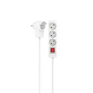 HAMA 223081 POWER STRIP, 3-WAY, SWITCH, ADDITIONAL SOCKET ON PLUG, 1.4 M WHITE