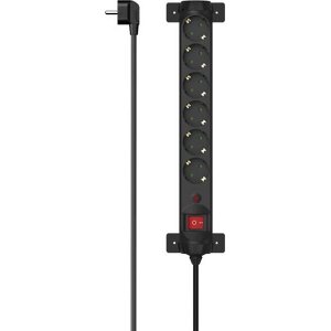 HAMA 223161 POWER STRIP 6-WAY OVERVOLTAGE PROTECTION 360° SWITCH 1.4 M BLACK