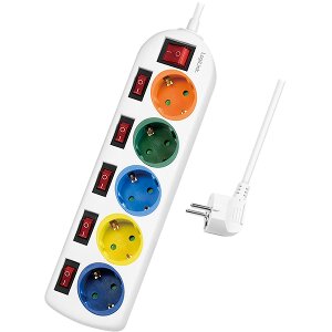 LOGILINK LPS258 SOCKET OUTLET 5-WAY WITH 6 SWITCHES 1.5M MULTICOLOR