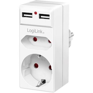 LOGILINK PA0276 SOCKET ADAPTER 1X CEE 7/3 + 2X USB-A