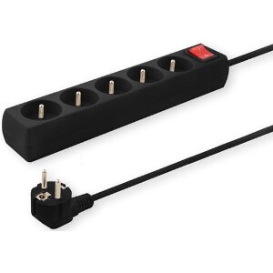 SAVIO LZ-02 POWER STRIP WITH ANTI-SURGE PROTECTION 5-WAY 3M BLACK