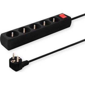 SAVIO LZ-03 POWER STRIP WITH ANTI-SURGE PROTECTION 5-WAY 5M BLACK