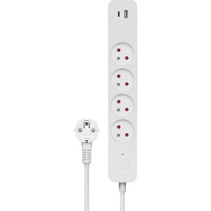 SAVIO LZ-11 SURGE PROTECTOR 4 SOCKETS WITH USB-A: QC3.0 AND USB-C PD 18W 1.5M