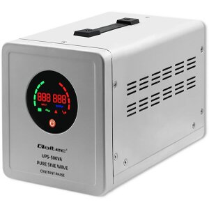 QOLTEC UNINTERRUPTIBLE POWER SUPPLY PURE SINE WAVE UPS 500VA 350W CONSTANT PHASE GREY