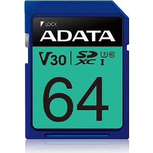 ADATA ASDX64GUI3V30S-R PREMIER PRO SDXC 64GB UHS-I U3 V30S CLASS 10 RETAIL