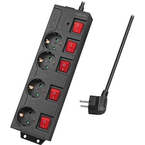 LOGILINK LPS251 SOCKET OUTLET 4-WAY WITH 5 SWITCHES 1.5M BLACK