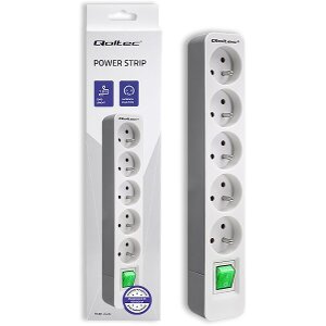 QOLTEC POWER STRIP 5 SOCKETS 1.8M WHITE-GREY