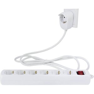 REV MULTIPLE SOCKET OUTLET WHITE 6+1-FOLD 2M POWERSPLIT + SWITCH 0012695114 WS