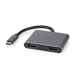 NEDIS CCGP64670BK01 USB MULTI-PORT ADAPTER USB-C MALE - 2X HDMI 0.10M BLACK