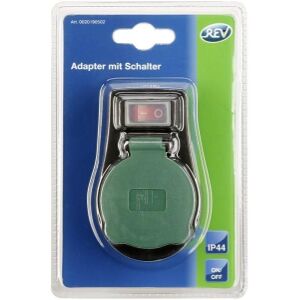 REV 1-WAY ADAPTER PLUG ΜΕ ΔΙΑΚΟΠΤΗ IP44 BLACK/GREEN