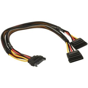 AKASA AK-CBPW05-30 SATA POWER SPLITTER MALE 15-PIN SATA TO 2X 15PIN SATA FEMALE 30CM