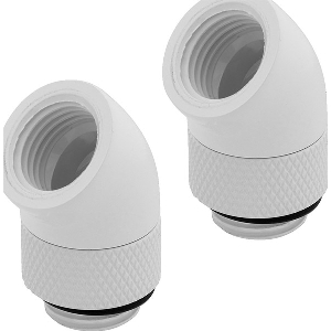 CORSAIR HYDRO X FITTING ADAPTER XF 45° ANGLED ROTARY GLOSSY WHITE 2-PACK