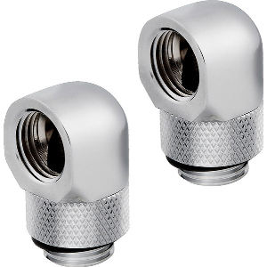 CORSAIR HYDRO X FITTING ADAPTER XF 90° ANGLED ROTARY CHROME 2-PACK