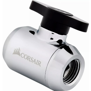 CORSAIR HYDRO X FITTING ADAPTER XF SHUT-OFF BALL VALVE CHROME