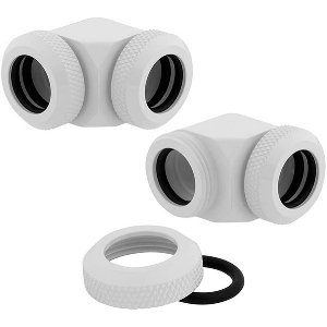 CORSAIR HYDRO X FITTING HARD XF 90° ANGLED GLOSSY WHITE 2-PACK (12MM OD COMPRESSION)